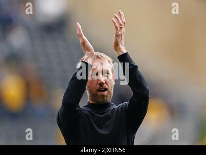 Aktenfoto vom 30-04-2022 von Graham Potter, einem Anwärter, Thomas Tuchel zu ersetzen, den Chelsea nach 100 Spielen am Steuerstand der Stamford Bridge entlassen hat. Ausgabedatum: Mittwoch, 7. September 2022. Stockfoto