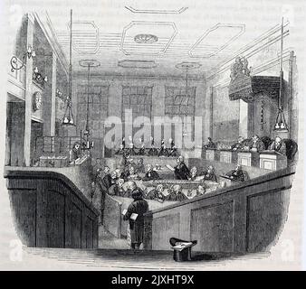 Abbildung des Innenraums des Old Bailey in London. Datiert aus dem 19.. Jahrhundert Stockfoto