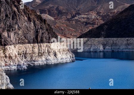 Die Felsformationen im Black Canyon des Colorado River. Hoover Dam, Nevada, USA. Stockfoto