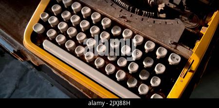 Vintage Tastatur manuelle Schreibmaschine Header Stockfoto
