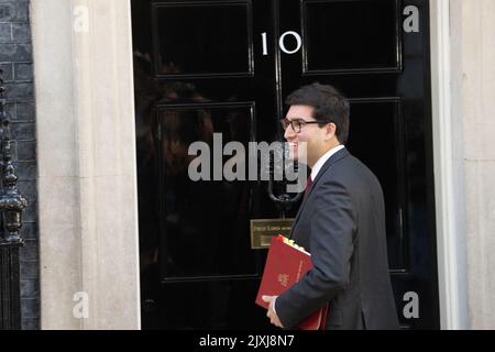 London, Großbritannien. 07. September 2022. Ranil Jayawardena, Umweltminister, kommt bei einer Kabinettssitzung in der Downing Street 10 in London an. Kredit: Ian Davidson/Alamy Live Nachrichten Stockfoto