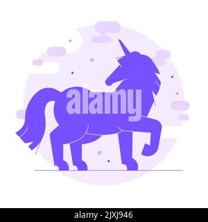 Flaches Design Einhorn Silhouette Vektor-Illustration. Stock Vektor