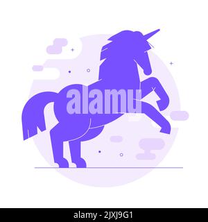 Flaches Design Einhorn Silhouette Vektor-Illustration. Stock Vektor