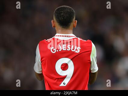 31 Aug 2022 - Arsenal gegen Aston Villa - Premier League - Emirates Stadium Gabriel Jesus von Arsenal während des Spiels im Emirates Stadium. Picture : Mark Pain / Alamy Stockfoto