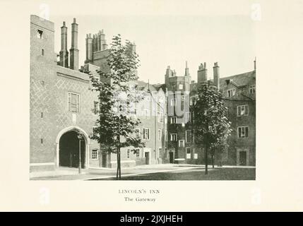 Lincoln's Inn The Gateway aus dem Buch "an Historical Guide to London" von Taylor, George Robert Stirling Erscheinungsdatum 1911 Herausgeber/Verlag London : J. M. Dent & Sons, ltd.; New York, E. P. Dutton & co. Stockfoto