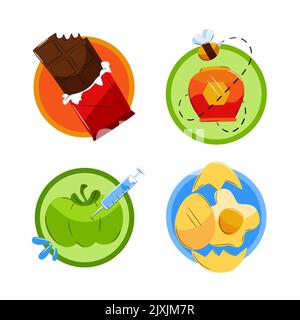 Flaches Design Lebensmittelallergie-Design Vektor-Illustration. Stock Vektor