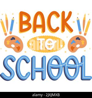 Bunte Schriftzug zurück zur Schule Set Vektor-Illustration. Stock Vektor