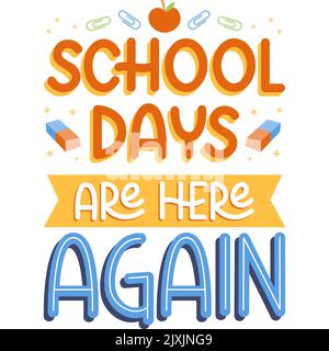 Bunte Schriftzug zurück zur Schule Set Vektor-Illustration. Stock Vektor