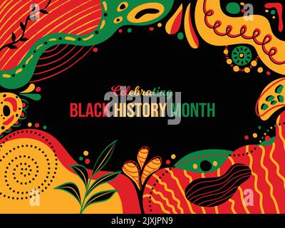 Celebrating Black History Month Memphis Konzept Hintergrund. Februar-Plakat der Afroamerikaner. Horizontale Vektordarstellung für Banner. Website-Header, Stock Vektor