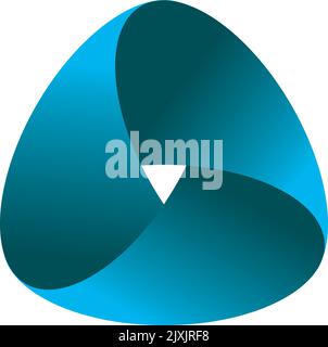 Unmögliches Dreieck. Penrose optische Täuschung. Blaue, dreieckige Verlaufsform. Abstraktes, unendlich geometrisches Logo-Design. Designoobjekt. Isoliert Stock Vektor
