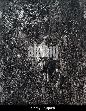 Cartoon zeigt einen Mann Wilderei. Datiert aus dem 19.. Jahrhundert Stockfoto