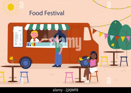 Flaches Design Food Festival Vektor-Illustration. Stock Vektor