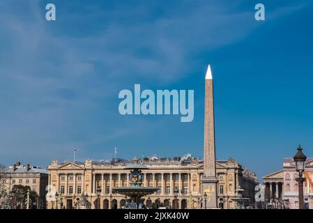 Paris, Place de la Concorde, der Obelisk, schöner touristischer Ort im Zentrum Stockfoto