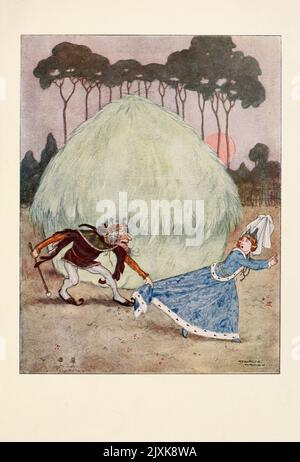 Stoppt den Dieb! Stoppt den Dieb! Aus dem kleinen Mann im Heuhaufen aus dem Buch "Großmutter's Fairy Tales" von Charles Robert-Dumas, Pia Hewlett und illustriert von Maurice Lalau Erscheinungsdatum 1915 Herausgeber New York F.A. Stokes Company, London, William Heinemann Stockfoto