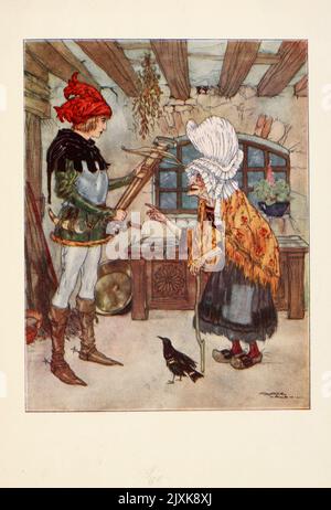 Aus dem kleinen Mann im Heuhaufen aus dem Buch "Großmutter's Fairy Tales" von Charles Robert-Dumas, Pia Hewlett und illustriert von Maurice Lalau Erscheinungsdatum 1915 Herausgeber New York F.A. Stokes Company, London, William Heinemann Stockfoto