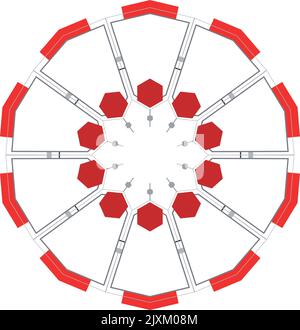 Schema-Vorlage für die Organisation von Unternehmen im Ökosystem Hexagon-Diagramm Stock Vektor