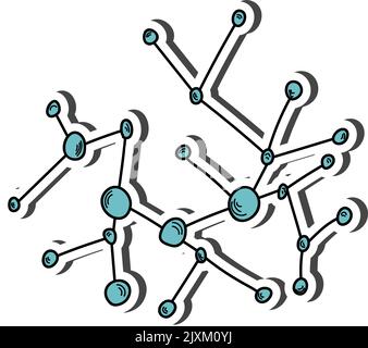 Molekül-Aufkleber mit Schatten zum Thema Bildung. Zurück zur Schule. Vektorgrafik. Stock Vektor