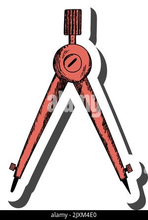 Kompass-Aufkleber mit Schatten auf Bildung Thema. Zurück zur Schule. Vektorgrafik. Stock Vektor