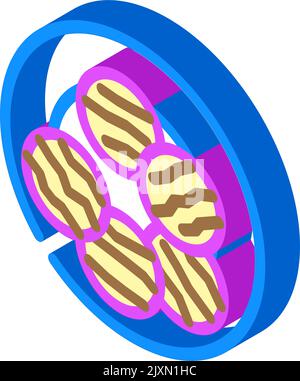 Abbildung des isometrischen Symbols für gegrillte Auberginen Stock Vektor