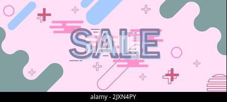 Verkauf Banner Werbung flach, minimalistisch, modern und flüssig Stock Vektor