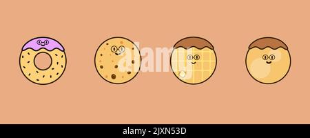 Nerd Wüste Avatare kawaii oder niedlich Stock Vektor