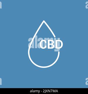 CBD-Schrift mit Liquid Drop Icon oder Logo flach und minimalistisch Stock Vektor