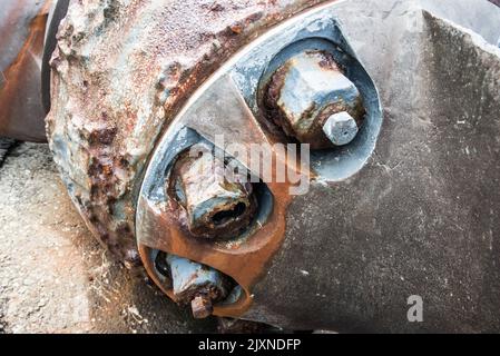 Der Propeller der SS Irada, der im Dezember 1908 von einem deutschen U-Boot versenkt wurde, wurde geborgen und ist @ im Besucherzentrum Mizen Head zu sehen. Stockfoto