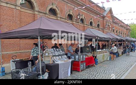 Crewe Outdoor Market, in Hill Street, Cheshire, England, Großbritannien, CW1 Stockfoto