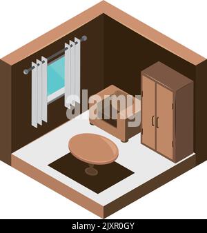 Isometrisches Wohnzimmer Interieur Stock Vektor