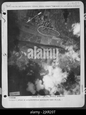 Usaaf Angriff Auf Rouen / Sotteville Rangierbahnhof 28,3.43. Stockfoto