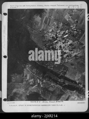 Usaaf Angriff Auf Rouen / Sotteville Rangierbahnhof 28,3.43. Stockfoto