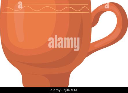 Symbol für Keramikbecher. Cartoon braune Tonbecher isoliert auf weißem Hintergrund Stock Vektor
