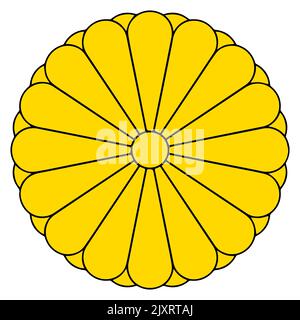 Kaiserliches Siegel Japans. Nationales Emblem. Vektordarstellung auf weißem Hintergrund isoliert Stock Vektor