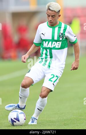 Cremona, Italien. 04. September 2022. Maxime Lopez (US Sassuolo) während des Spiels US Cremonese gegen US Sassuolo, italienische Fußballserie A in Cremona, Italien, September 04 2022 Quelle: Independent Photo Agency/Alamy Live News Stockfoto