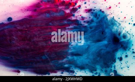 Tinte Splatter bunte Kunst Hintergrund blau rosa rot Stockfoto