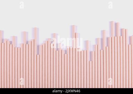 Umweltfreundlicher Einwegstroh. Cocktailschlauch aus Papier zum Trinken. Zero Waste Konzept. Speicherplatz kopieren. Stockfoto