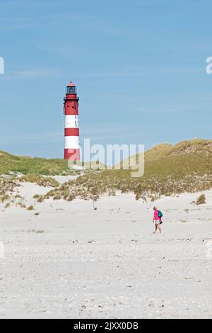 Kniepsand Strand, Dünen, Leuchtturm, Insel Amrum, Nordfriesland, Schleswig-Holstein, Deutschland Stockfoto