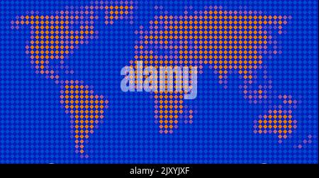 Blau und orange pixelige Word Map für Präsentation, Druck, Web, etc. Gut für Hintergrund und Textur zu. Stockfoto