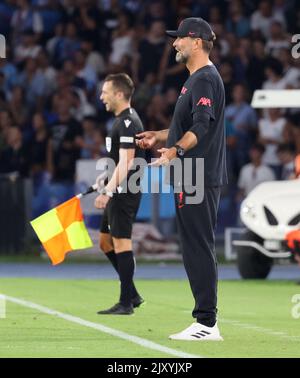 Neapel, Kampanien, Italien. 7. September 2022. Während des Champions-League-Fußballmatches SSC Napoli gegen FC Liverpool am 07. September 2022 im Diego Armando Maradona-Stadion in Neapel.in Bild: Slop-Trainer (Bildnachweis: © Fabio Sasso/ZUMA Press Wire) Bildnachweis: ZUMA Press, Inc./Alamy Live News Stockfoto