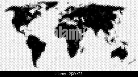 Word Map im Honeycomb-Stil mit Pixel. Gut für 3D Texture, Bump oder Displacement Map. Kann als Hintergrund für Präsentation, Druck, Web usw. verwendet werden. Gray S Stockfoto