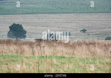 British Army MAN HX77 SV 8x8 EPLS Heavy Utility Truck in Aktion bei einer militärischen Übung Stockfoto