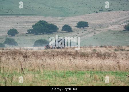 British Army MAN HX77 SV 8x8 EPLS Heavy Utility Truck in Aktion bei einer militärischen Übung Stockfoto