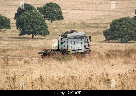 British Army MAN HX58 6x6 Heavy Utility Truck EPLS in Aktion bei einer militärischen Übung Stockfoto