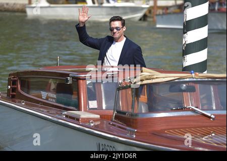 Venedig, Italien. 07. September 2022. Hugh Jackman kommt im Hotel Excelsior während der Internationalen Filmfestspiele Venedig 79. am 7. September 2022 in Venedig, Italien an. Foto von Rocco Spaziani/UPI Credit: UPI/Alamy Live News Stockfoto