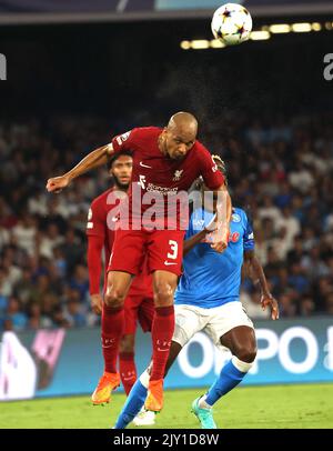 Neapel, Kampanien, Italien. 7. September 2022. Während des Champions-League-Fußballmatches SSC Napoli gegen FC Liverpool am 07. September 2022 im Diego Armando Maradona-Stadion in Neapel.in Bild: Fabino vom FC Liverpool (Bildquelle: © Fabio Sasso/ZUMA Press Wire) Bildquelle: ZUMA Press, Inc./Alamy Live News Stockfoto