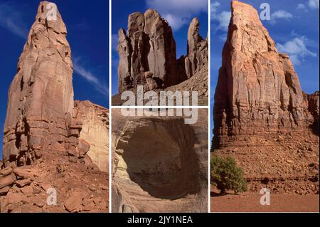 Das ikonische Monument Valley, Arizona, eines der Symbole der USA und des alten und wilden Westens, heute ein Navajo-Indianerreservat (1) Stockfoto