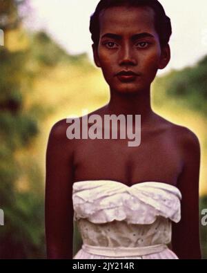 Ein Vintage-Foto einer schönen jungen Timoresen-Frau Stockfoto