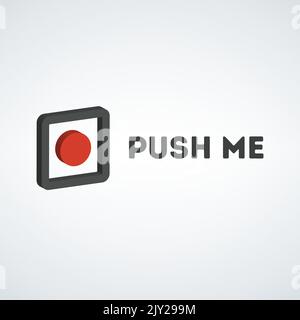 Rote Drucktaste isoliert auf weißem Hintergrund. 3D Rendern. Vektordarstellung auf weißem Hintergrund isoliert. Stock Vektor