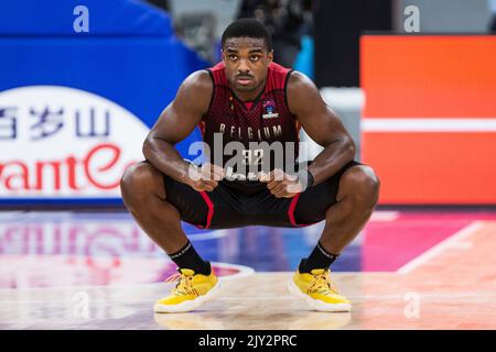 Retin Obasohan aus Belgien, abgebildet während eines Basketballspiels zwischen Bulgarien und den belgischen Löwen, Mittwoch, 07. September 2022, in Tiflis, Georgien, Spiel 5/5 in der Gruppe A des EuroBasket 2022 Turniers. Die Basketball-Europameisterschaft findet vom 1. Bis 18. September statt. BELGA FOTO NIKOLA KRSTIC Stockfoto