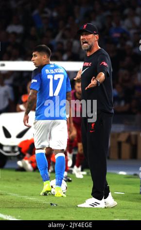 Neapel, Kampanien, Italien. 7. September 2022. Während des Champions-League-Fußballmatches SSC Napoli gegen FC Liverpool am 07. September 2022 im Diego Armando Maradona-Stadion in Neapel.in Bild: Coach Kloop (Bildnachweis: © Fabio Sasso/ZUMA Press Wire) Bildnachweis: ZUMA Press, Inc./Alamy Live News Stockfoto